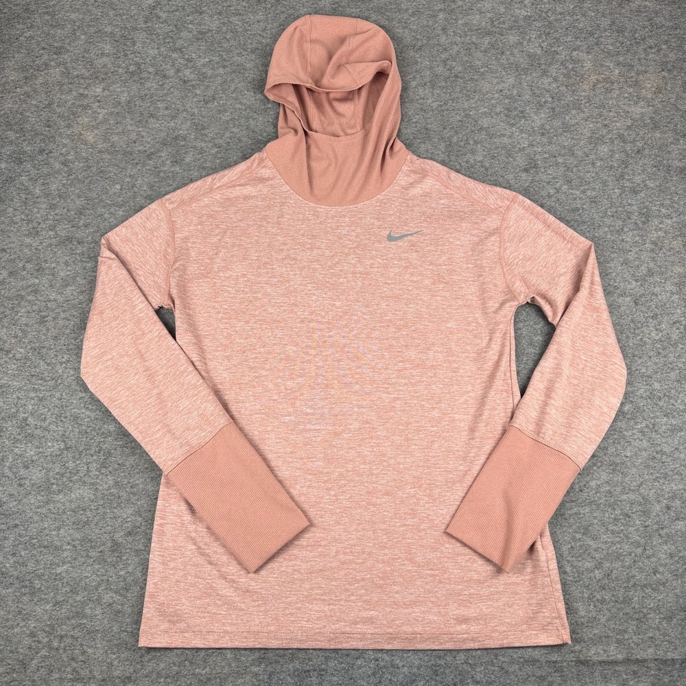 Nike Running Dri Fit Hooded Element Pullover Shirt Funnel Neck Womens Medium Mโ